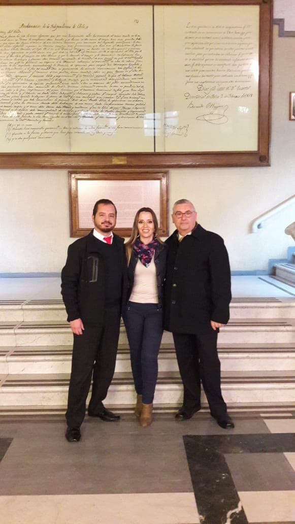 Elton Arancibia (director), Rocío Lobos (presidenta) y Guillermo Urrutia (director) en el Congreso Nacional de Chile. Sintachs presente en la Comisión Trabajo y Seguridad Social, junto a Claudio Reyes Barrientos, Superintendente de Seguridad Social; Ernesto Evans Espiñeira, Presidente de Mutuales de Chile; y Guillermo Campero Quiroga, ex Presidente del Consejo Consultivo para la Seguridad y Salud en el Trabajo.